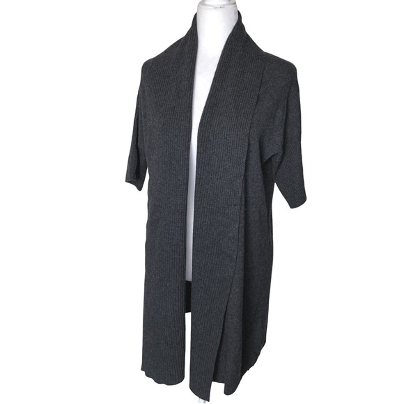 Banana Republic Gray Wool Blend Duster Cardigan Short Sleeve Large - Picture 1 of 15
